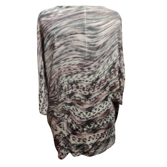 CJ Banks Plus Size 1X Abstract Beaded Tunic Top Batwing Sleeve Stretch Blouse - Picture 4 of 11